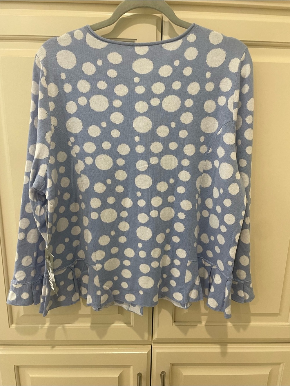 Habitat Light Blue and White Polka Dot Cardigan Sweater - Picture 5 of 8